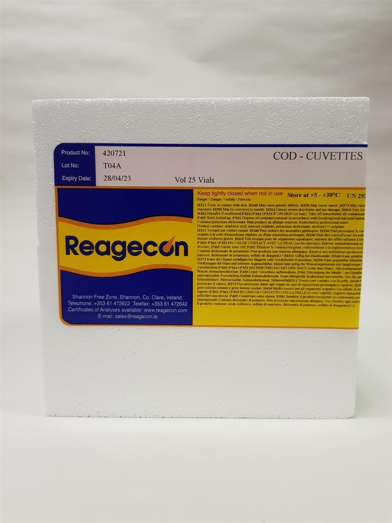 Reagecon Chemical Oxygen Demand (COD) Vials 0-1500 mg/L