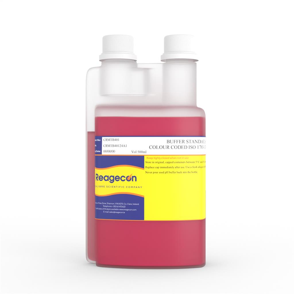 Reagecon Buffer Standard pH 4.01 at 25C Technical Colour Coded ISO 17034 Certified Reference Material