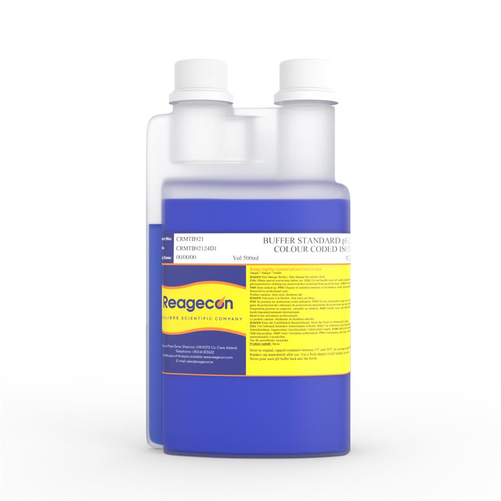 Reagecon Buffer Standard pH 9.21 at 25C Technical Colour Coded ISO 17034 Certified Reference Material