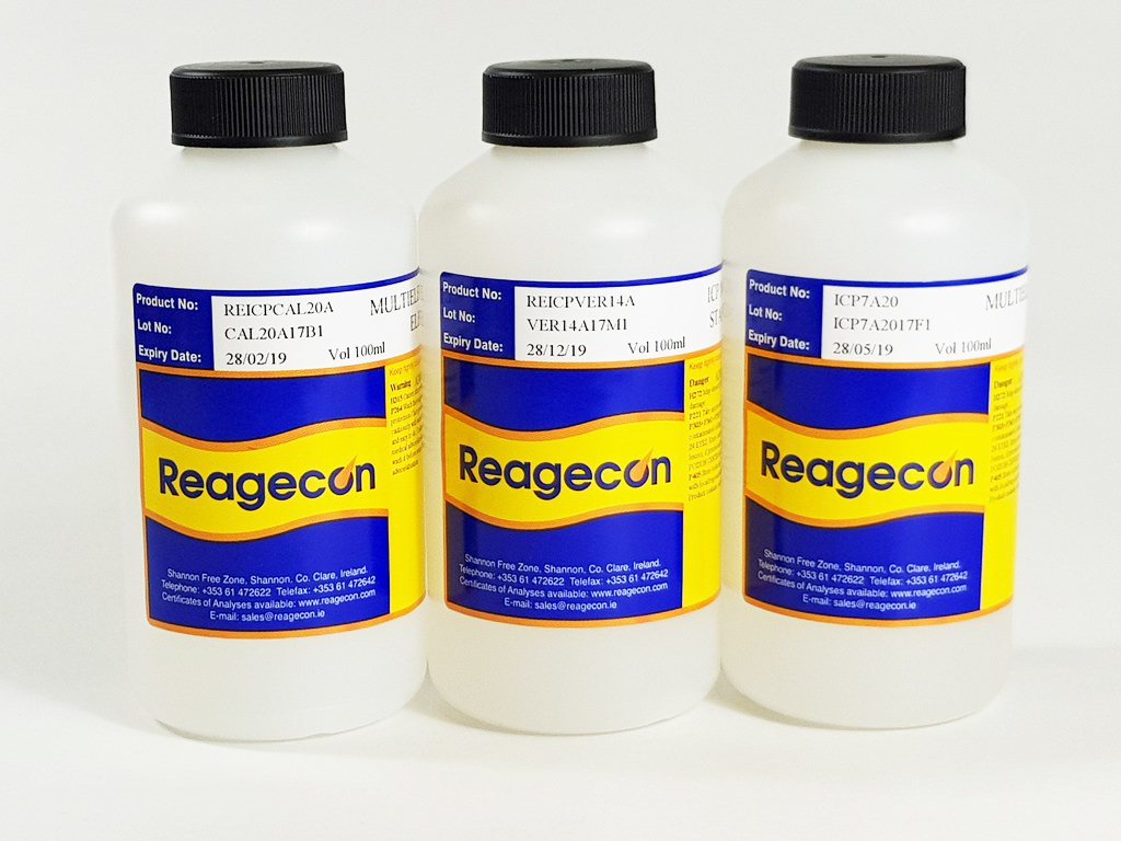 Reagecon ICP, ICP-MS Multi Element Standard (17 Elements) in 2-5% Nitric Acid (HNO?) and trace Hydrofluoric (HF)